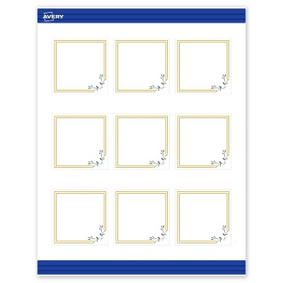 Avery Printable Square Cards, Gold Double Border with Florals, 2.5" x 2.5", Matte White Square Cards, Laser/Inkjet, 90ct, Great for Business Cards
