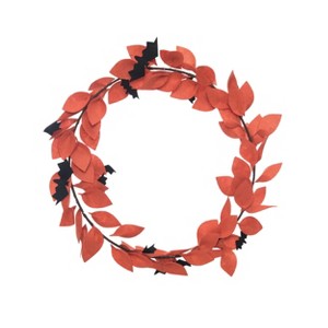 Transpac Fabric 11.81 in. Orange Harvest Bats Wreath - 1 of 4