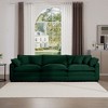 Mid-Century Modern Sofa 3-Seater Sectional Sofa with 2 Arm Pillows and 3 Throw Pillows, Light Beige Corduroy Fabric - 2 of 4