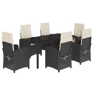 vidaXL Patio Dining Set Set of 6 Black and Cream White - 1 of 4