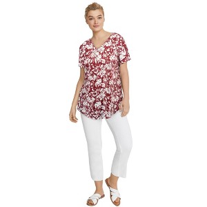 ellos Plus Size V-Neck Tunic With Front Inverted Pleat - 1 of 3