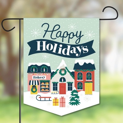 Big Dot of Happiness Christmas Village - Outdoor Lawn and Yard Home Decorations - Holiday Winter Houses Garden Flag - 12 x 15.25 inches