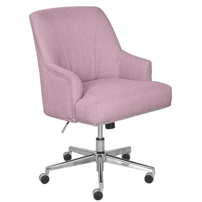 Lilac Fabric Memory Foam Swivel Home Office Chair with Fixed Arms