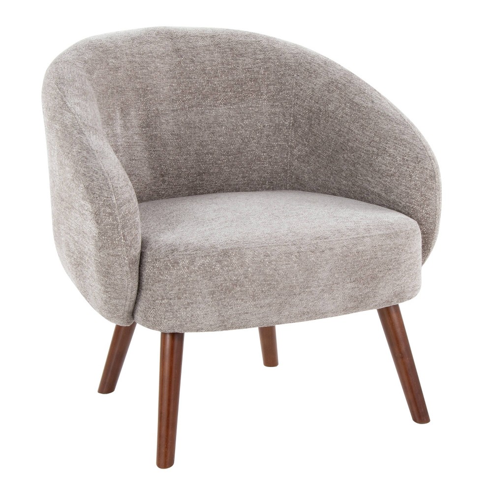 LumiSource Ashland Lounge Fabric Accent Chair Walnut Wood/Gray