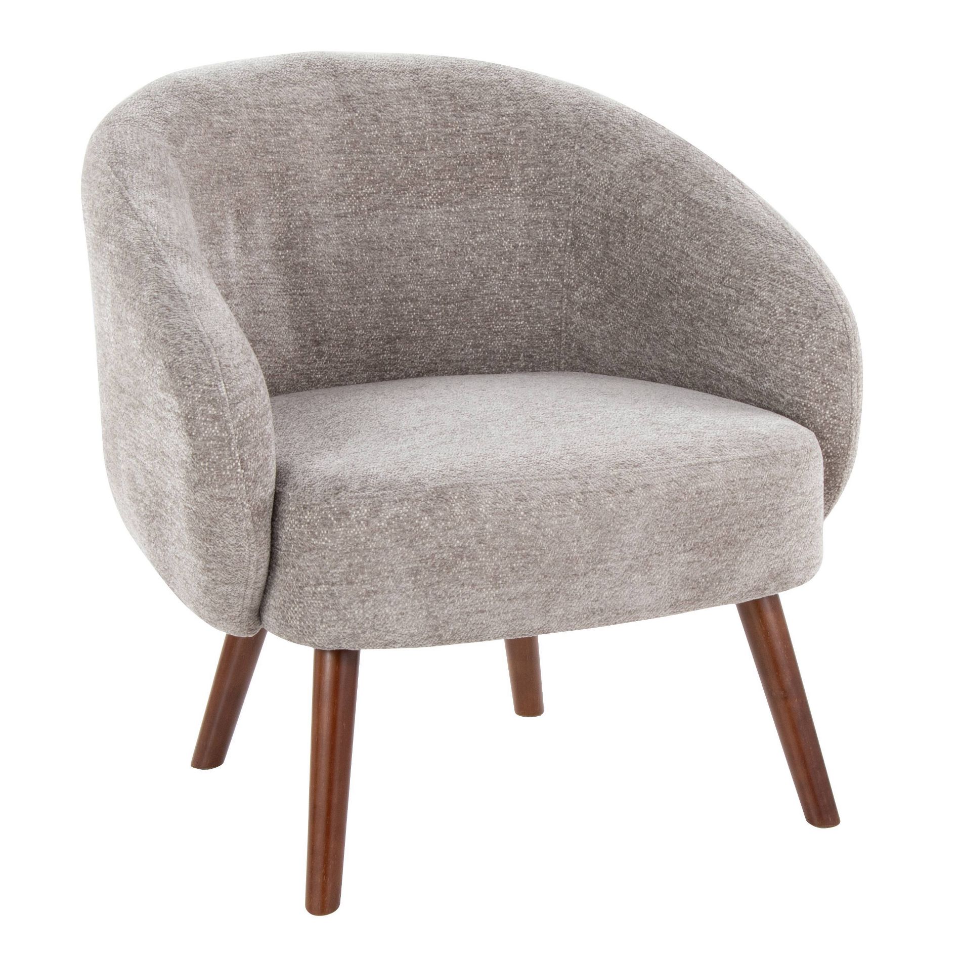 LumiSource Ashland Lounge Fabric Accent Chair Walnut Wood/Gray