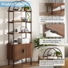 MOEPISY 71 Inch 5 Tier Shelf, Large Bookcase with 2 Door Storage Cabinet Modern Tall Broad Bookshelves Organizer with Arched Top - 4 of 4
