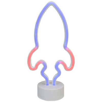 Northlight 9" Blue and Red LED Neon Style Rocket Ship Table Light