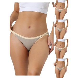 Allegra K Women's Cotton Low Waist Stretch Soft Comfortable High Cut Underwear Multicolored - 1 of 4