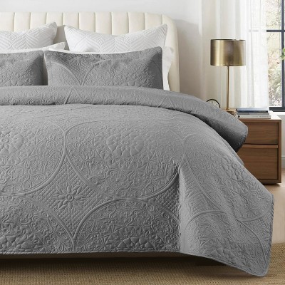 2-3 Pcs Quilted Bedspread Floral Pattern Decorative Coverlet Quilt Bedding Set for All Seasons - Cotton Passion