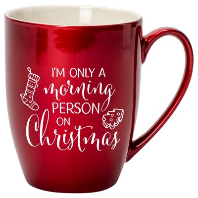 Elanze Designs I'm Only A Morning Person On Christmas Cardinal Red 10 ounce New Bone China Coffee Cup Mug