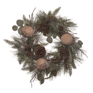 Transpac Artificial 24 in. Multicolor Christmas Rustic Wreath with Woven Ornament - 1 of 2