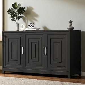 TV Stand for TVs up to 65 Inches, Modern Entertainment Center Cabinet with 2 Storage Spaces and Solid Wood Legs for Living Room - 1 of 4