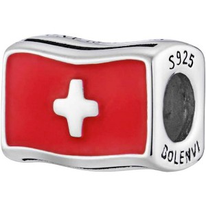 Sterling Silver Travel Charm - World Flags Country Bead for Bracelets, Gift for Mom & Daughter - 1 of 4