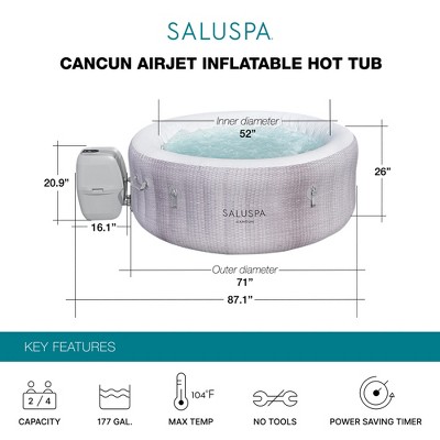 Bestway SaluSpa Cancun Round Inflatable Hot Tub with 120 Jets