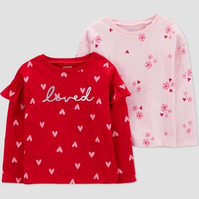 Carter's Just One You®️ Toddler Girls' 2pk Valentine's Day Hearts and Florals T-Shirt