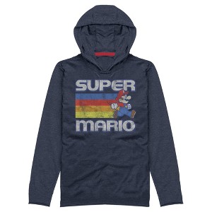 Men's Nintendo Super Mario Rainbow Stripes Pull Over Hoodie - 1 of 3