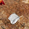 Slickblue Rhodium Brass Cocktail Ring with Clear CZ - Pave Set, Square Design, Women's Statement Jewelry, Size 5-8 - 2 of 3