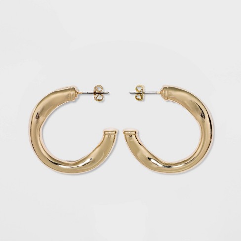 Frozen Chain Hoop Earrings - A New Day™ Gold
