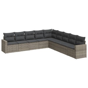 vidaXL 9 Piece Patio Sofa Set with Cushions - Gray Without Table - 1 of 4