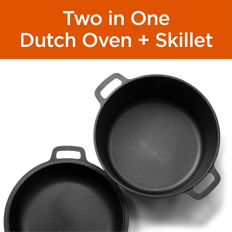 COMMERCIAL CHEF Pre-Seasoned Cast Iron Dutch Oven, Black, 6 of 9