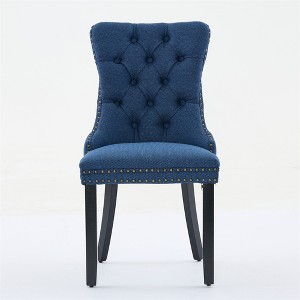 OUTSUPPLY Set of 2 Luxury Tufted Linen Accent Chairs, Wood Legs, High Back Support, 280lb Capacity - 1 of 4