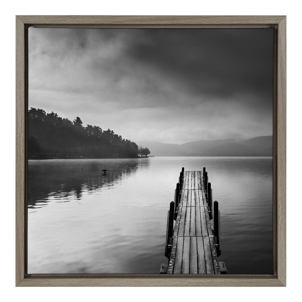 Photos - Other Decoration 16" x 16" Lake view with Pier II Framed Canvas Wall Art - Amanti Art: Modern Style, Polystyrene Frame, Sawtooth Mount