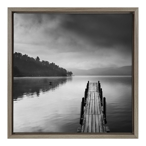 Pier Artwork Canvas Wall Art 45'' x 30'' x 1 Panel Vintage Lake Dock Picture Painting Print for Living Room