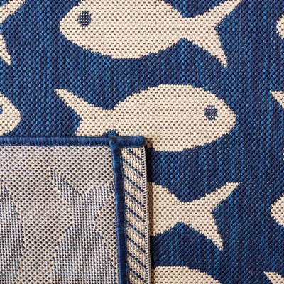 Navy Blue 6'7" Square Indoor/Outdoor Easy-Care Area Rug