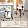 DYHOME 28 inch Bar Stools Set of 3, Modern Counter Height Bar Stools, 360° Swivel Suede Fabric Stool Chairs with Woven Back and Footrest - 4 of 4