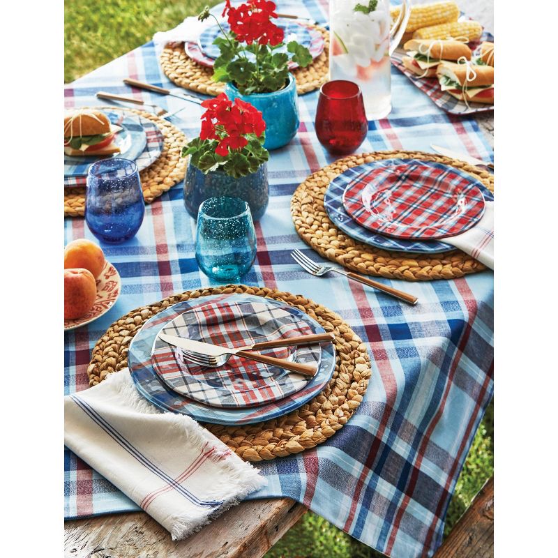 tagltd 14.5" X 72" Arlo Red, White & Blue Plaid Patriotic 4th of July Cotton Table Runner, 3 of 5