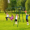 106.50"Indoor/Outdoor Metal Swing Set with Safety Belt for Backyard,Multicolor - 2 of 4