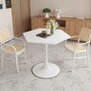 Dexmalle Modern Hexagonal Coffee Table with White Printed Marble Top and Metal Base for Dining Room - 2 of 4