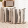 Boho Throw Pillow Covers 18x18 Set of 2 Farmhouse Decorative Cushion Case Striped Square, Chenille Pillow Cases Accent Neutral Pillowcase,Gray - 4 of 4