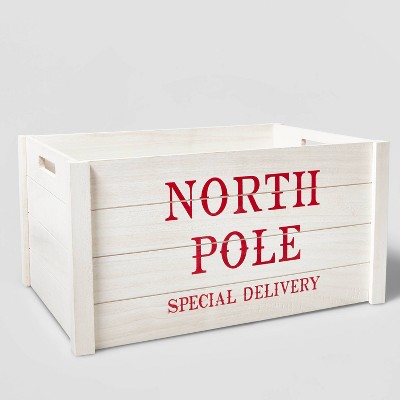 North Pole Wood Crate Red/White - Wondershop™