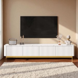 Luxury Fluted TV Stand for TVs Up to 85, Faux Marble Tabletop Media Console with 4 Drawers, Modern Entertainment Center with Gold Base - 1 of 4