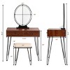 Tangkula Vanity Table Set Makeup Dressing Desk with Cushioned Stool & Lighted Mirror Coffee - 3 of 4