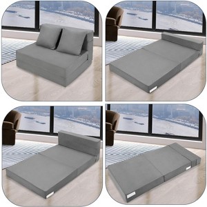 olding Sofa Bed, Foldable Couch Bed with Pillow, Convertible Sleeper Chair Mattress, Futon Floor Couch with Memory Foam Washable Cover, Gray - 1 of 4
