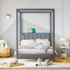 CAVINAS Full-Size Bed with Canopy Platform Bed, Full Bed Frame with USB and Type-C Ports, Canvas, Gray - 2 of 4