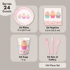 Juvale 144 Pieces Cupcake Birthday Party Supplies with Plates, Napkins, Cups, Pink Cutlery, Serves 24 - 3 of 4