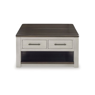 Square Brown and Gray Wood Lift-Top Coffee Table with Storage