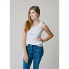 Hope & Henry Womens' V-Neck Rib Knit Tank with Bow - 3 of 4