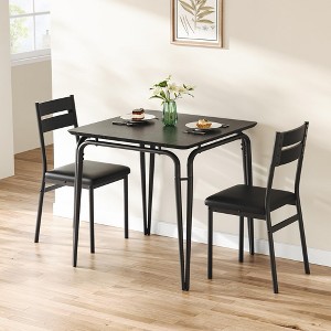 Dining Table Set for 2, Small Dining Room Table with 2 Cozy Chairs, 3-Piece Farmhouse Kitchen Table Set, Space Saving Dining Table - 1 of 4