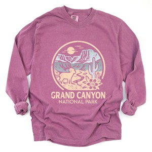 Grand Canyon National Park Two-Toned Circle - Women's Garment Dyed Long Sleeve Graphic T-Shirt - 1 of 4
