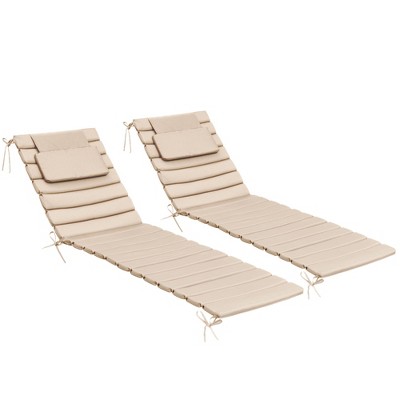 Pellebant 2PC Patio Chaise Lounge Chairs Cushion 22D Sponge 220gsm Polyester Fabric