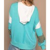 Women's V-neck Balloon Floral Patch Hoodie - POL - 3 of 4