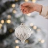 Whisen D3.9X4.3"H Christmas Ball Ornaments, Glass Decorative Hanging Ball Christmas Tree Ornaments, Set of 6 - 3 of 4