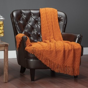 Chanasya Bevel Acrylic Knit Boho Throw Blanket With Tassels - 1 of 4
