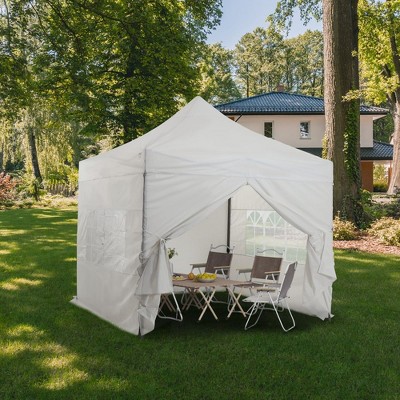 Aoodor 10' × 10' Commercial Instant Pop Up Canopy Tent, 3 Adjustable Heights,  Fully Waterproof Portable Gazebo Shelter, with Wheeled Bag
