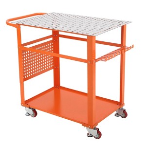 Welding Table 36"x24", 600lbs Load Capacity Steel Welding Workbench Table on Wheels, Portable Work Bench with Double-Layer Storage Board - 1 of 4