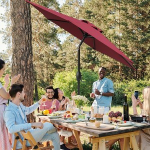 LOVMOR 7.5ft * 7.5ft Patio Umbrella with Crank and Push Button Tilt,Red - 1 of 4